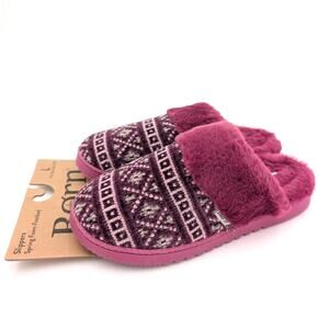 Born Slip On Fuzzy Slippers Shoes Women's Aztec Print Pink Size US9-10 EU41